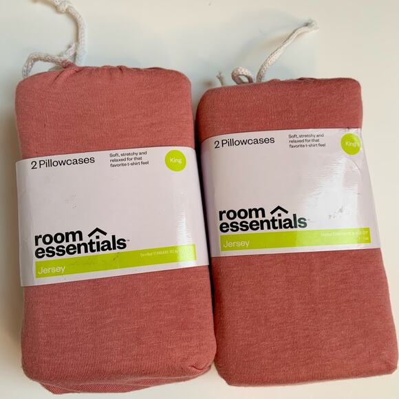NWT Room Essentials Cotton Blend Pink King Size Jersey Pillow Cases 2 Boxes - Picture 6 of 6